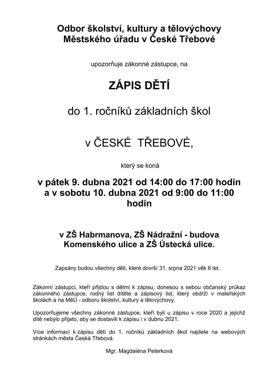 plakát zápis do ZŠ